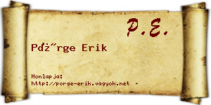 Pörge Erik névjegykártya